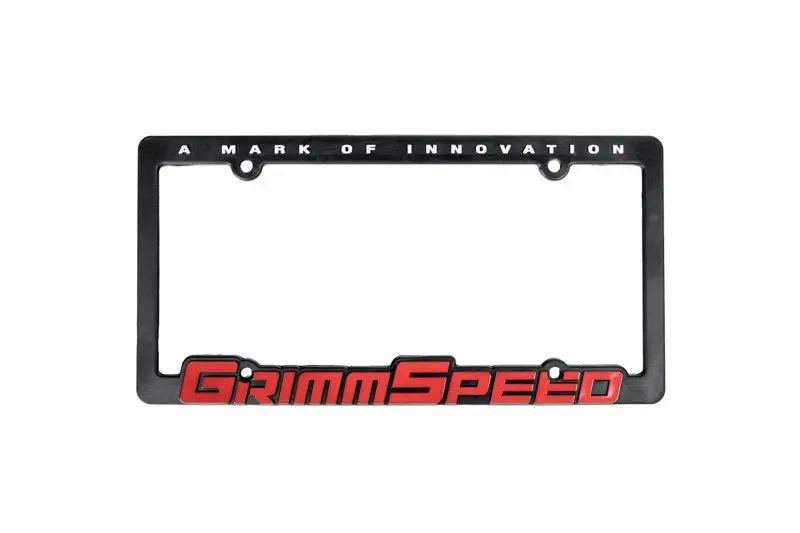 Grimmspeed License Plate Frame - Grimmspeed Red Text (Single) 1