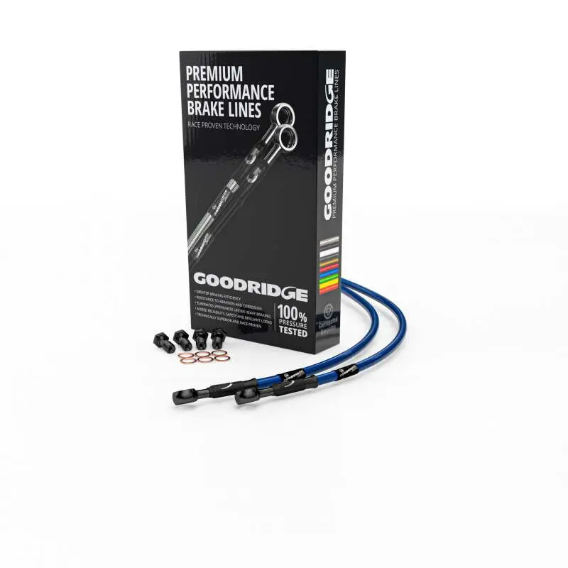 Goodridge 98-01 Yamaha R1 Electric Blue Rear Ss Brake Lines W/Black Fittings 1