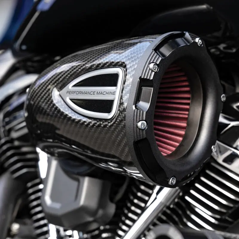 Performance Machine 93-06 Big Twin Cv Carb,01-17 Big Twn Delphi C4 Series Air Cleaner - Cf/Blk Ops 1