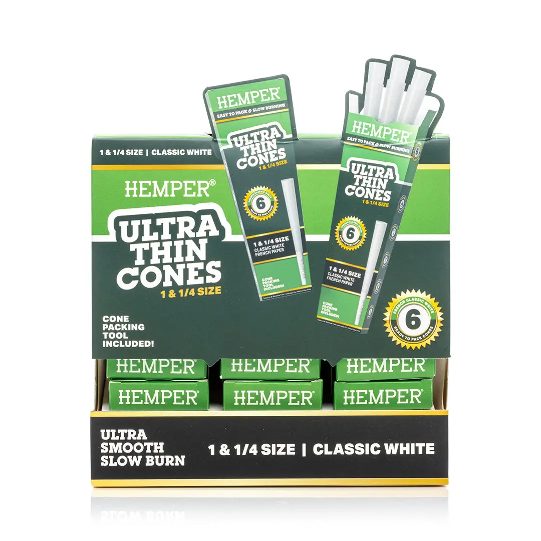 Ultra Thin Pre-Rolled Cones French White Paper - 6 Pack - 1 1/4 Size 4