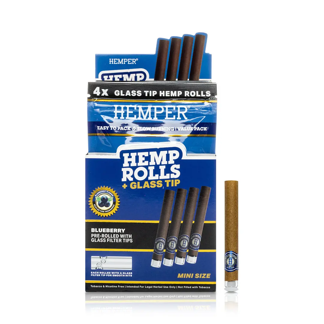 Pre-Rolled Mini Size Glass Tipped Hemp Rolls | 4Pk 5