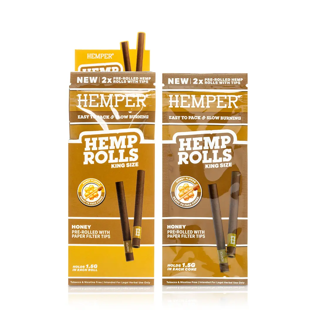 Pre-Rolled King Size Paper Tip Hemp Rolls | 2Pk Display 4