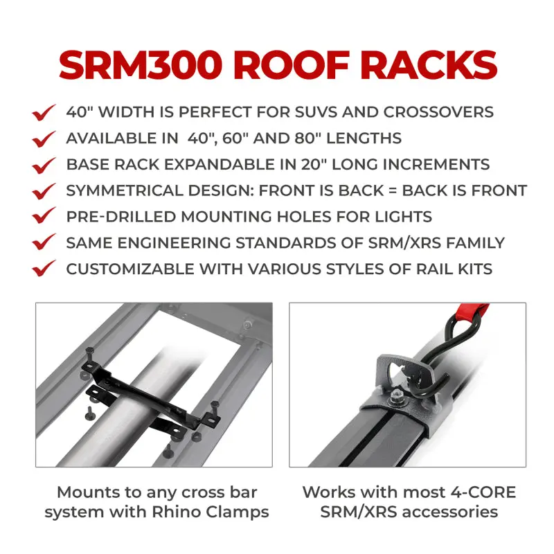Go Rhino Srm300 40In. Long X 60In. Wide Flat Platform Rack With Quad Overland Rail Kit 2