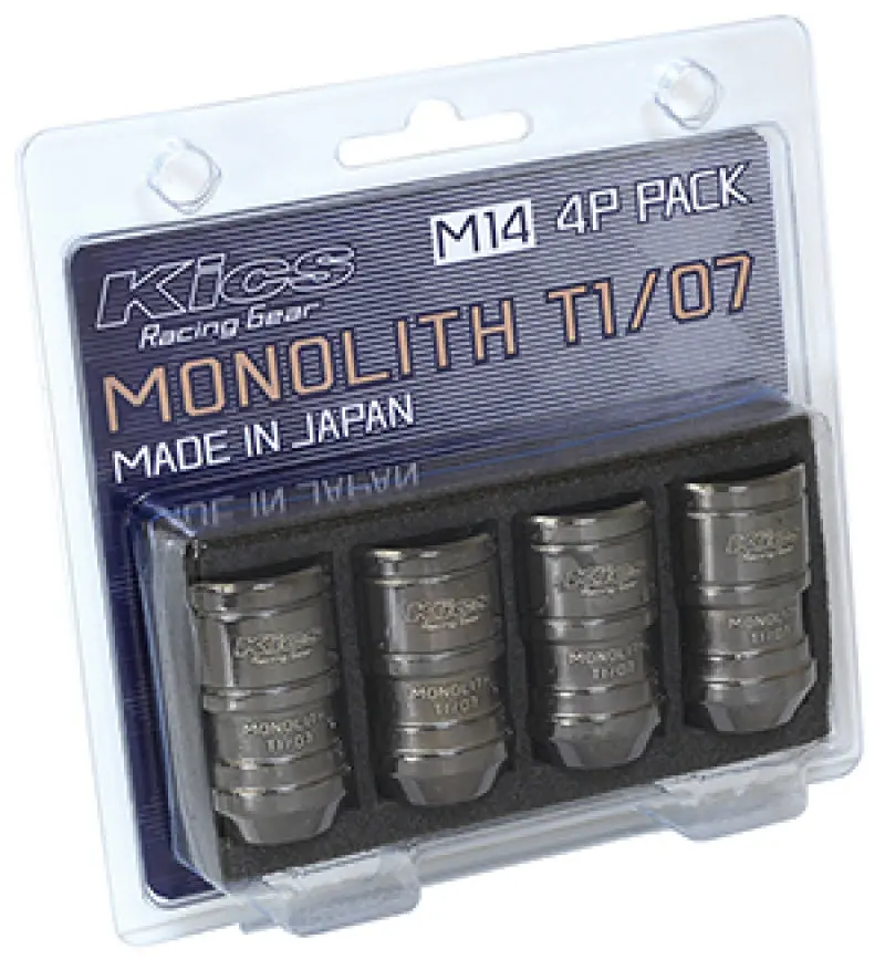 Project Kics 14 X 1.5 Glorious Black T1/07 Monolith Lug Nuts - 4 Pcs 1