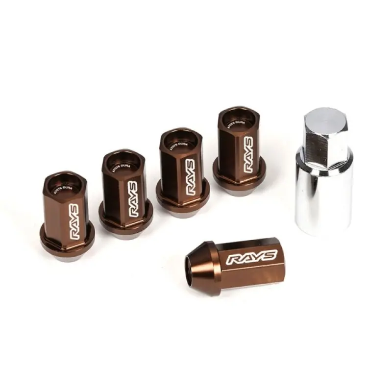 Rays Dura-Nut L42 Straight Type 14X1.50 - 16 Lug + 4 Lock Set - Bronze 1