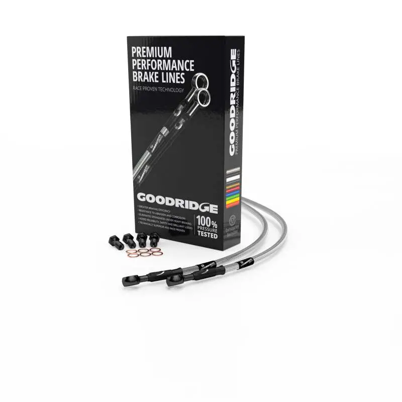 Goodridge 05-06 Kawasaki Zx636r/Zx6rr Clear Race Front Ss Brake Lines W/Black Fittings 1