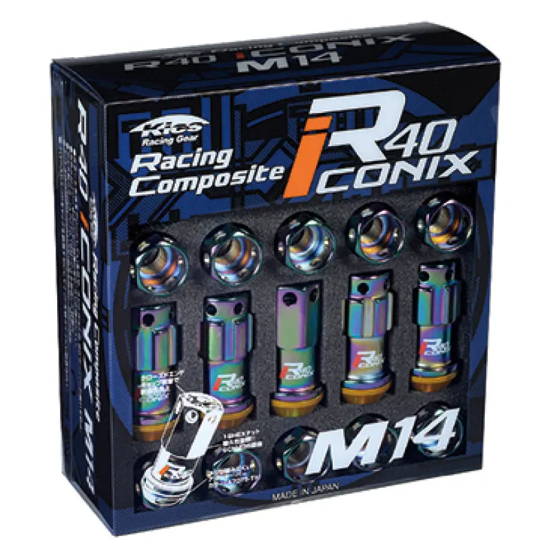 Project Kics 14X1.50 Neochrome R40 Iconix Lug Nuts (Red Cap) - Set Of 16+4 Locks 1