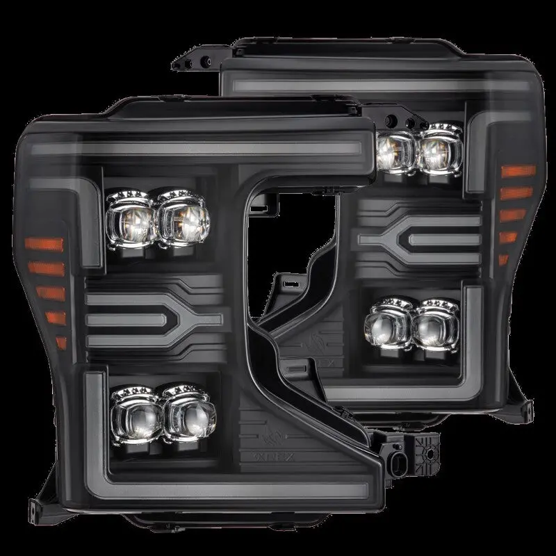 Alpharex 20-22 Ford F-250/350/450 Sd Nova-Series Led Proj Headlights Bk W/Actv Light Seqsig & Sbdrl 1