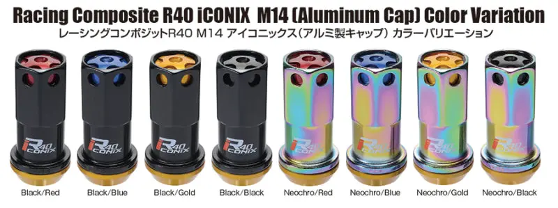 Project Kics 14X1.50 Neochrome R40 Iconix Lug Nuts (Black Cap) - 20 Pcs 1