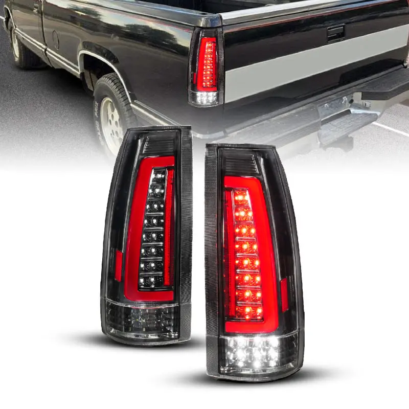 Anzo 88-99 Chevy/Gmc C/K1500/2500/3500 Full Led Light Tube Taillights Black Housing Clear Lens 2
