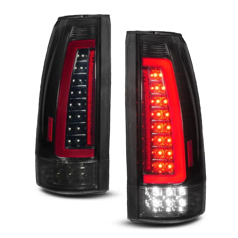 Anzo 88-99 Chevy/Gmc C/K1500/2500/3500 Full Led Light Tube Taillights Black Housing Smoke Lens 1