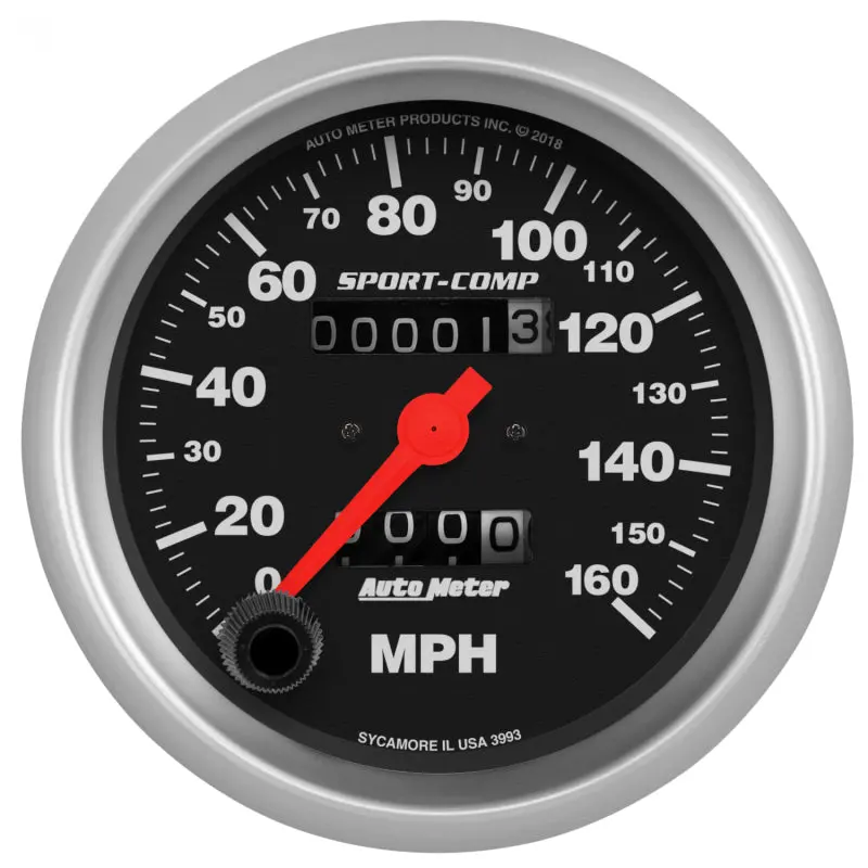 Autometer Sport-Comp Speedometer Gauge 3-3/8In. - 0-160Mph - Mechanical - In-Dash 1