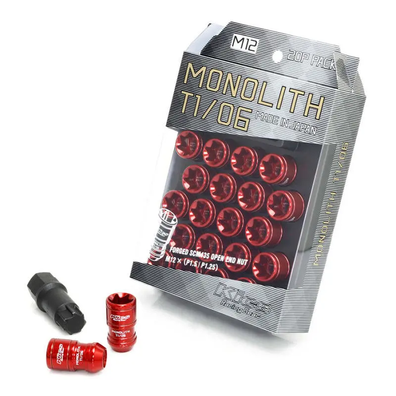 Project Kics 12X1.50 Monolith T1/06 Lug Nut Set - Red (20 Pcs) 1