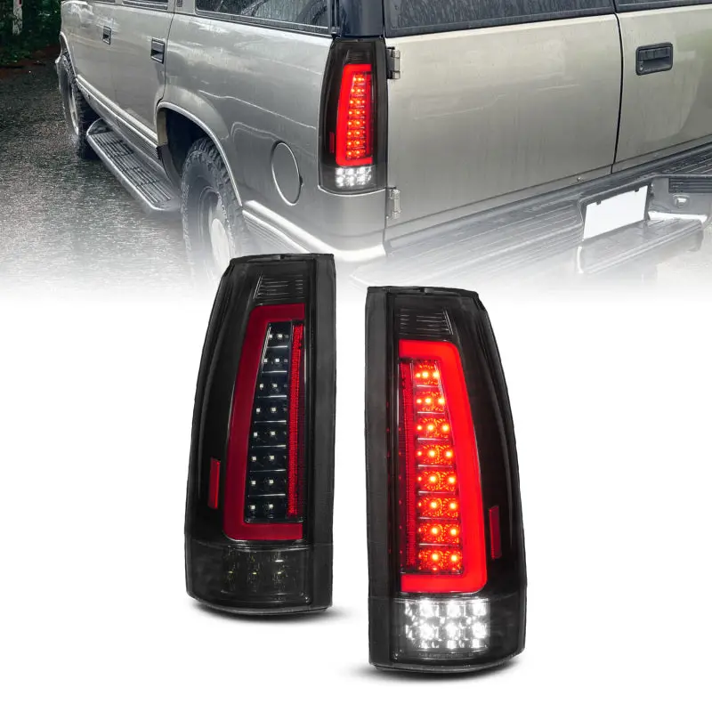 Anzo 88-99 Chevy/Gmc C/K1500/2500/3500 Full Led Light Tube Taillights Black Housing Smoke Lens 2