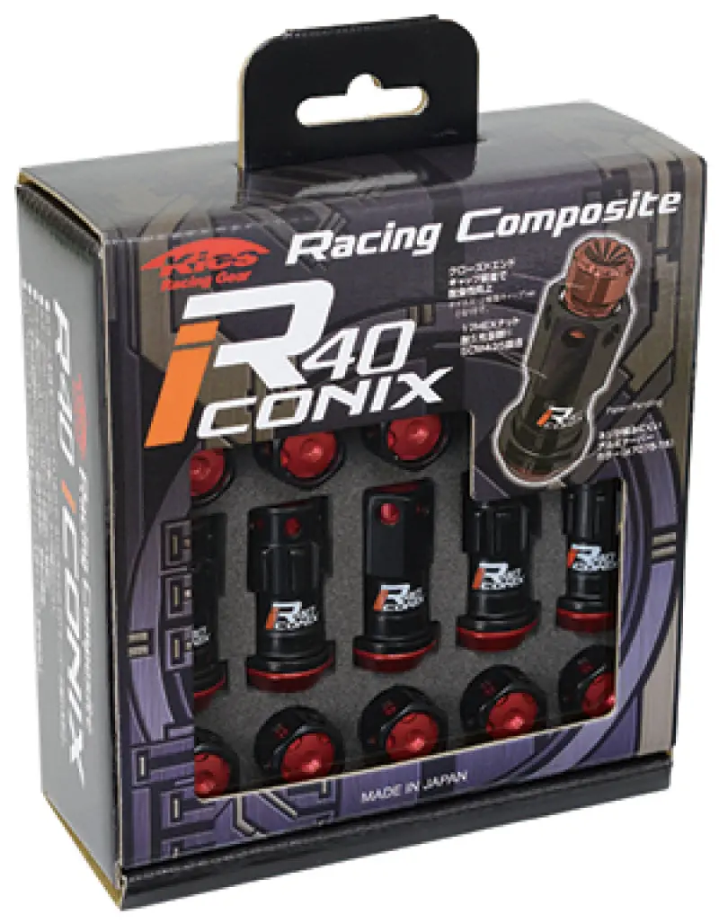 Project Kics 16+4 Locks Black R40 Iconix W/ Plastic Cap (Red) - 14X1.50 1