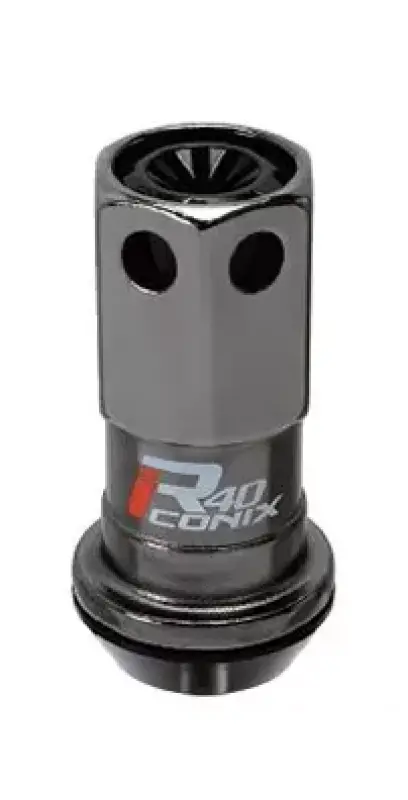 Project Kics R40 Iconix  12X1.25 Black Lug Nut (Black Seat) - 1Pc 1