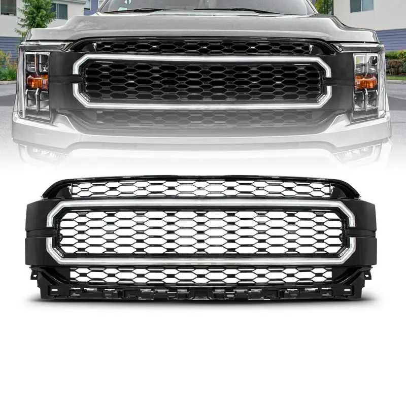 Anzo 21-23 Ford F150 Black Housing Full Led Light Tube Front Grille 1