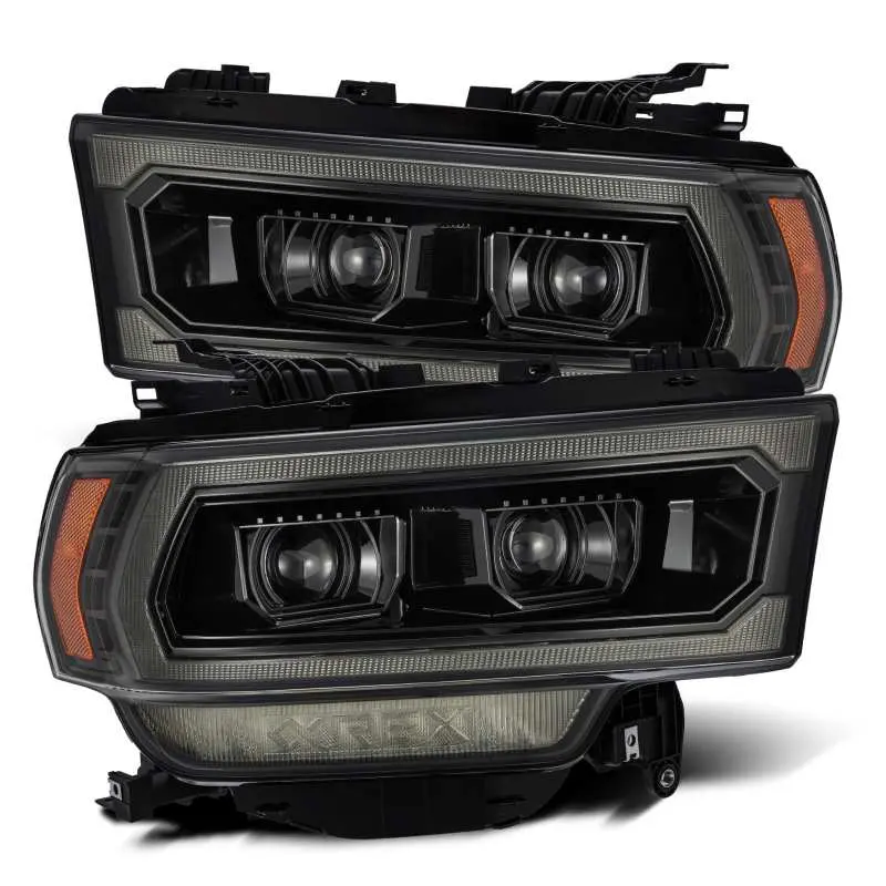 Alpharex 19-21 Ram 2500 Pro-Series Projector Headlights Plank Style Alpha Black W/Activation Light 1