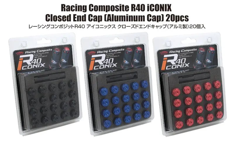 Project Kics 12X1.50 R40 Iconix Aluminum Cap Set - Black (20 Pcs) 1
