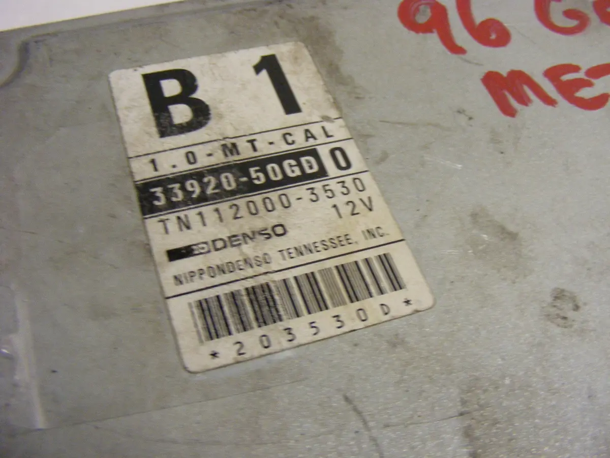 96 Geo Metro B1 Ecu Ecm Engine Computer 3 Cyl 33920 50Gd0 Cal Emission 1.0 Mt 2