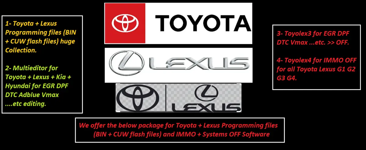 Toyota + Lexus And Many Other Brands Stock Files (Bin And Cuw Flash) Files And Systems Editors Software 1